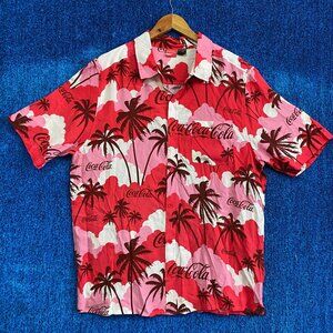 Coca Cola Red and White Casual Button Down Shirt